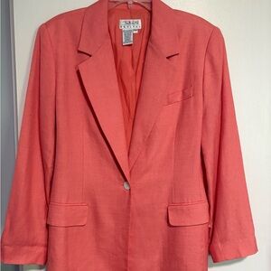 Talbots vintage petite Vibrant Coral linen blend blazer careerwear buisnesswear